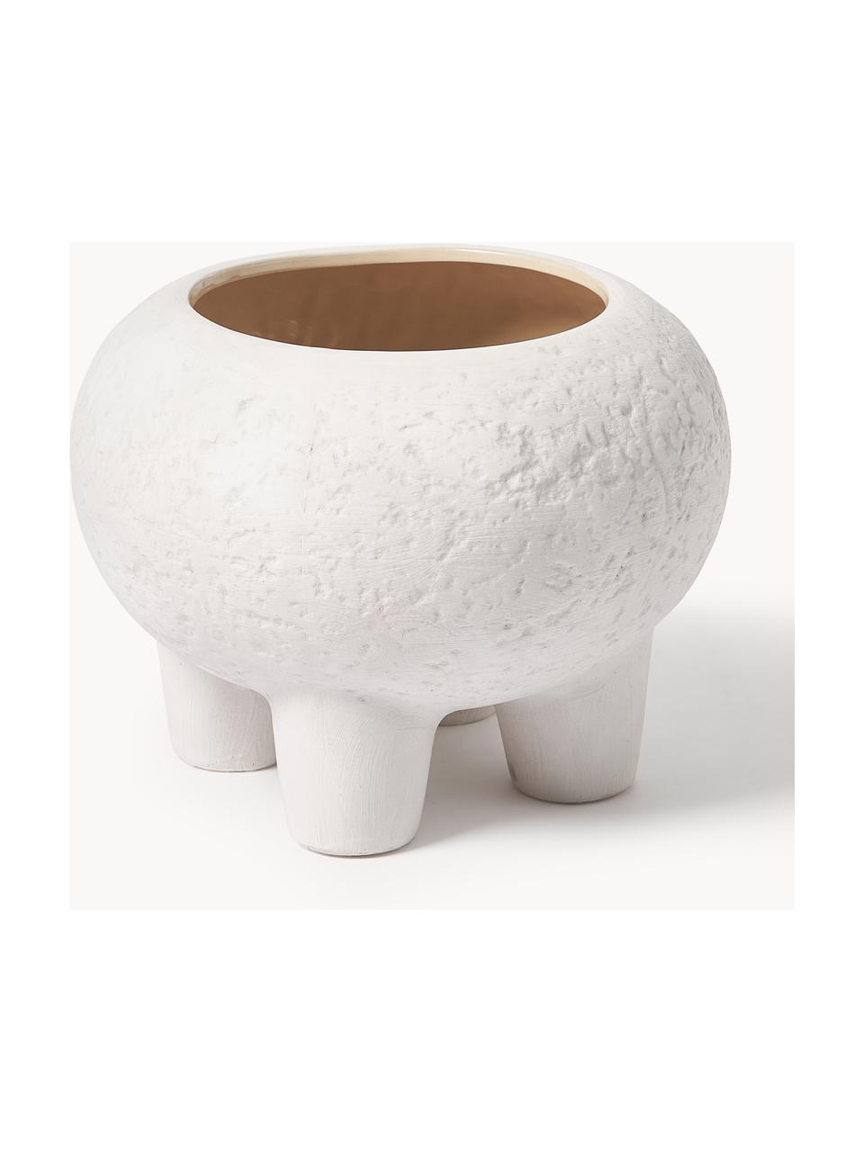 Cache-pot en grès cérame Elm, Grès cérame, Blanc, Ø 36 x haut. 27 cm