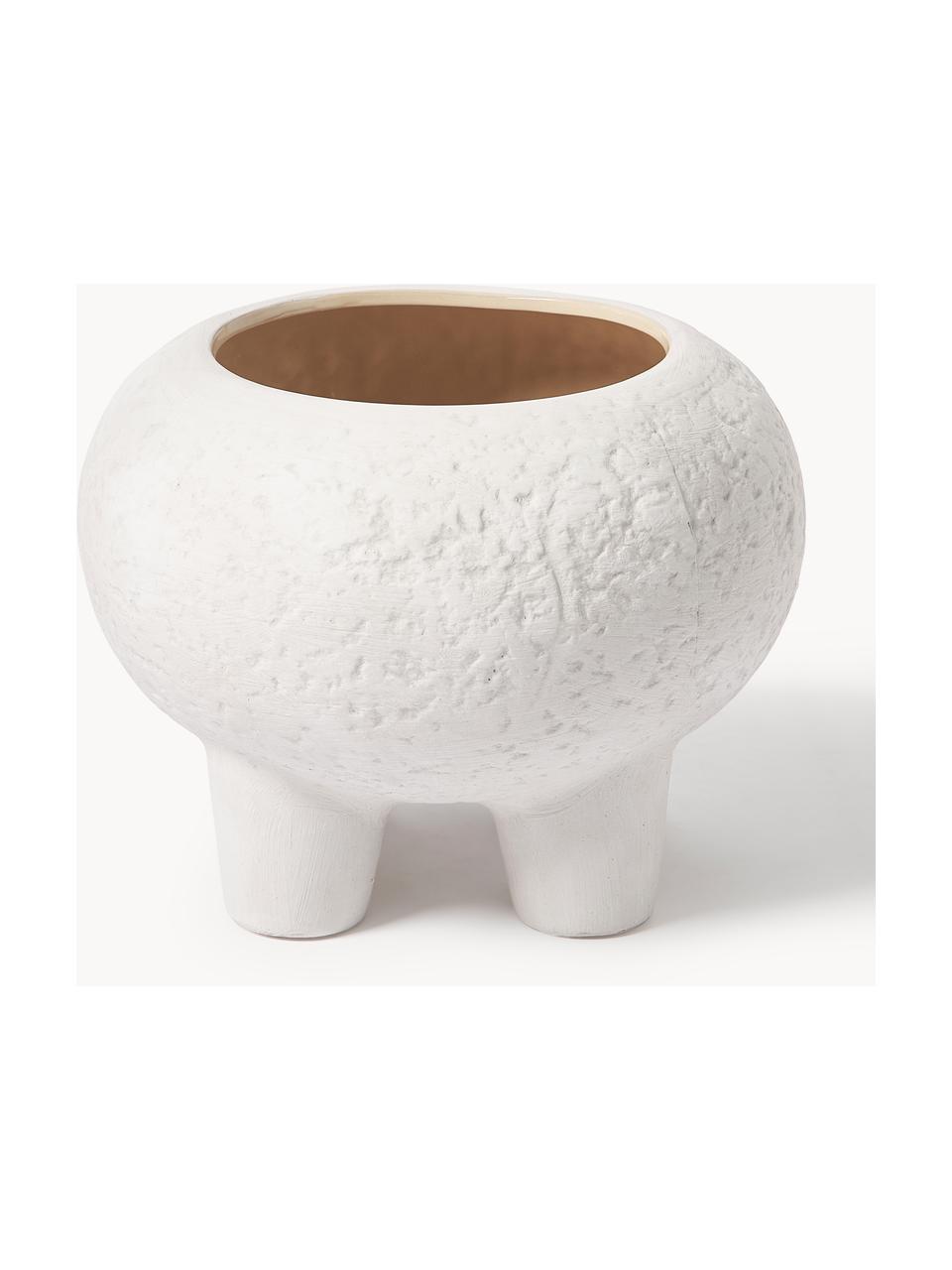 Cache-pot en grès cérame Elm, Grès cérame, Blanc, Ø 36 x haut. 27 cm