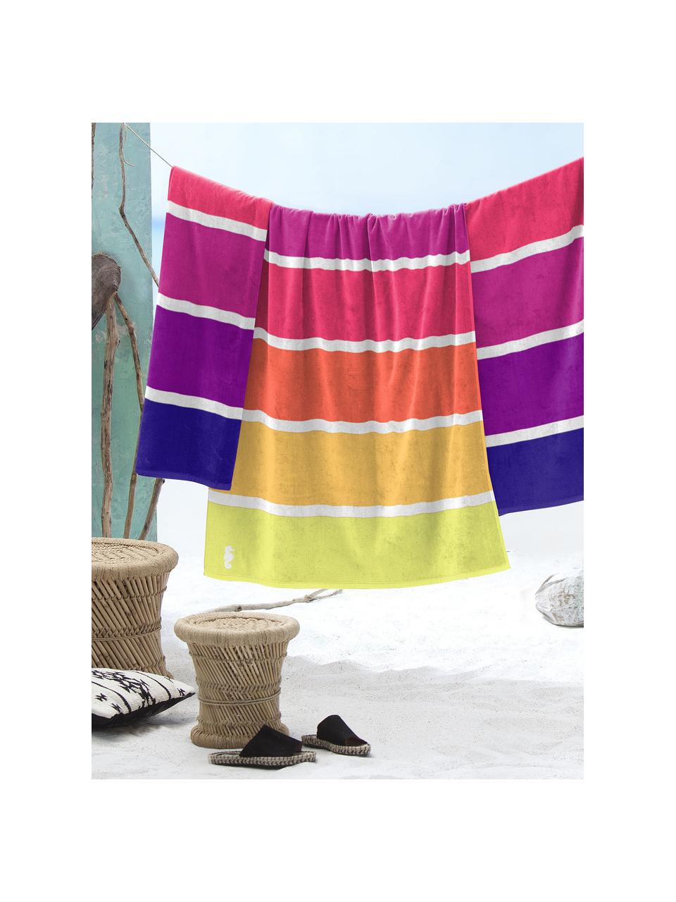 Serviette de plage Marbella, Jaune, orange, rose vif, lilas, violet