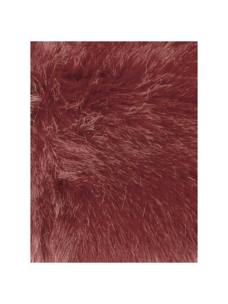 Copricuscino soffice in ecopelliccia liscia Mathilde, Retro: 100% poliestere, Rosso marrone, Larg. 40 x Lung. 40 cm