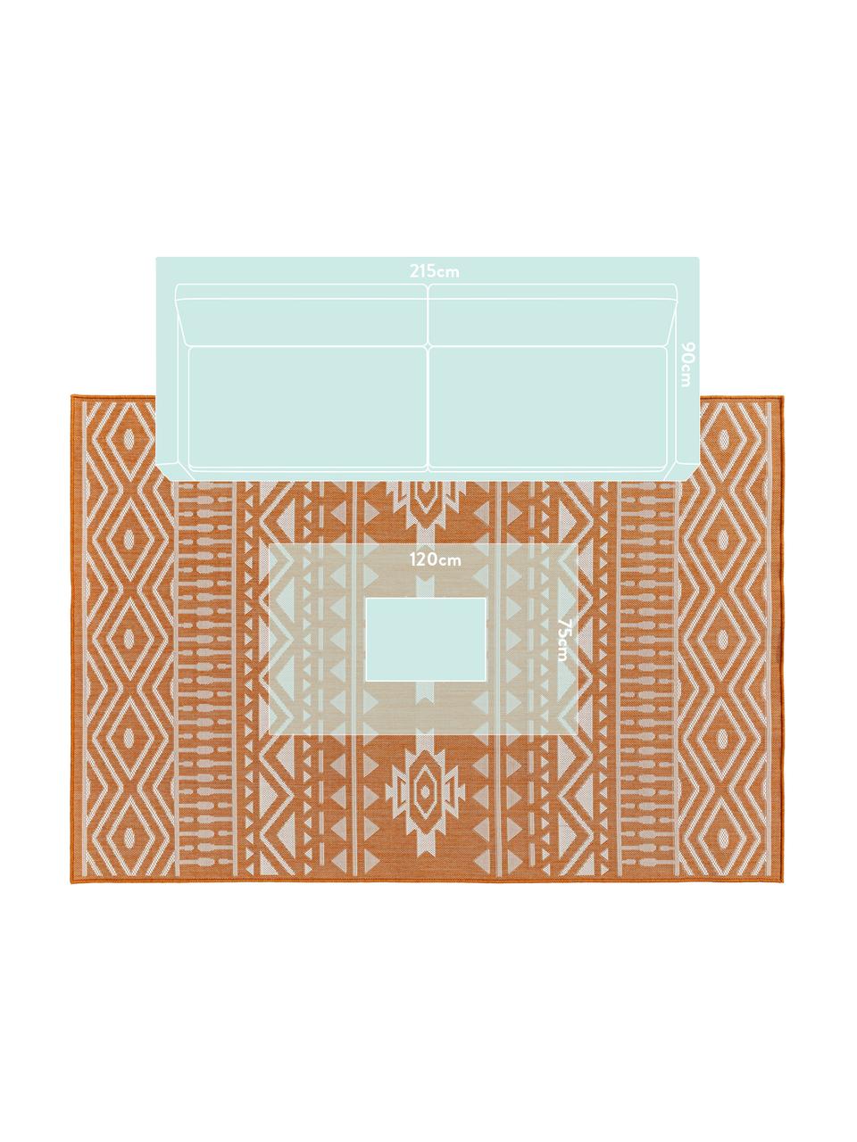 Koberec do interiéru/exteriéru s etno vzorom Nillo, Oranžová, krémová