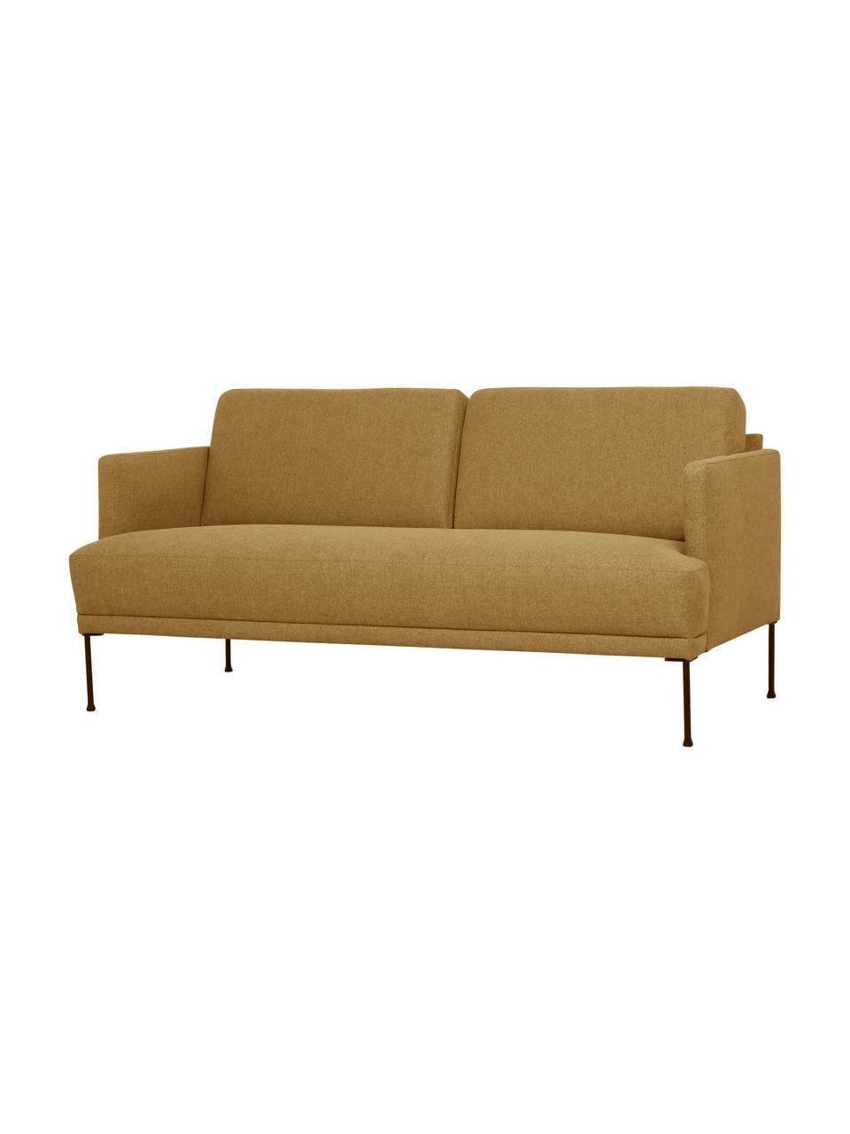 Sofa Fluente (2-Sitzer) mit Metall-Füßen, Bezug: 100% Polyester 115.000 Sc, Gestell: Massives Kiefernholz, FSC, Füße: Metall, pulverbeschichtet, Webstoff Ockergelb, B 166 x T 85 cm
