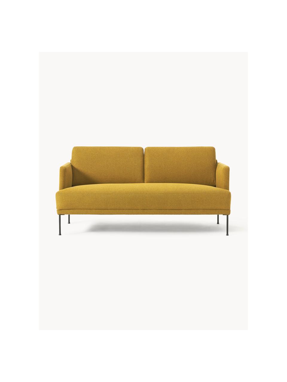 Sofa Fluente (2-osobowa), Tapicerka: 100% poliester Dzięki tka, Stelaż: lite drewno sosnowe, Nogi: metal malowany proszkowo , Ochrowa tkanina, S 166 x G 85 cm