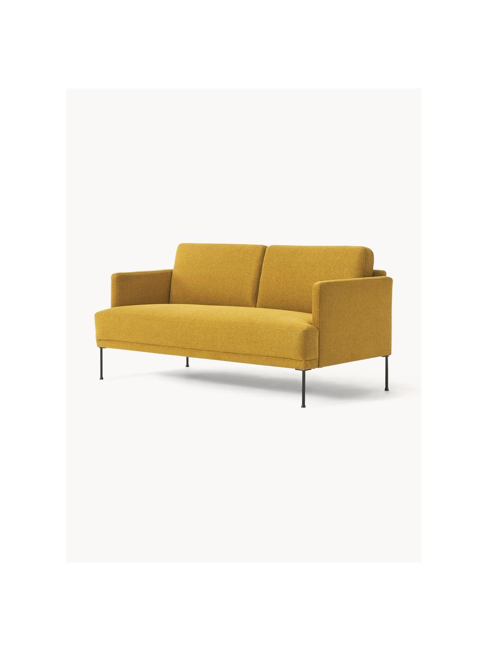 Sofa Fluente (2-Sitzer), Bezug: 100% Polyester 115.000 Sc, Gestell: Massives Kiefernholz, Füße: Metall, pulverbeschichtet, Webstoff Ocker, B 166 x T 85 cm