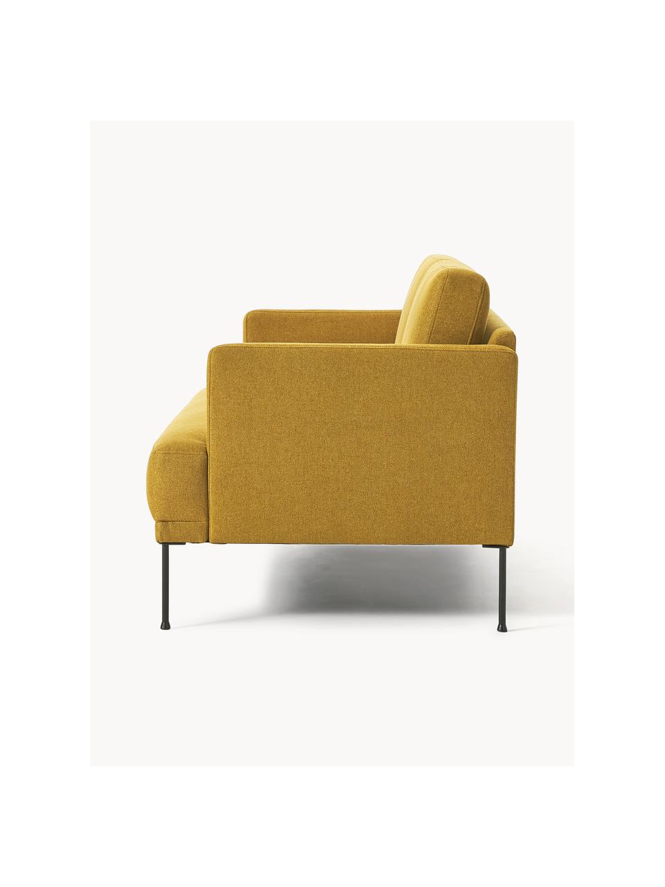 Sofa Fluente (2-osobowa), Tapicerka: 100% poliester Dzięki tka, Stelaż: lite drewno sosnowe, Nogi: metal malowany proszkowo , Ochrowa tkanina, S 166 x G 85 cm