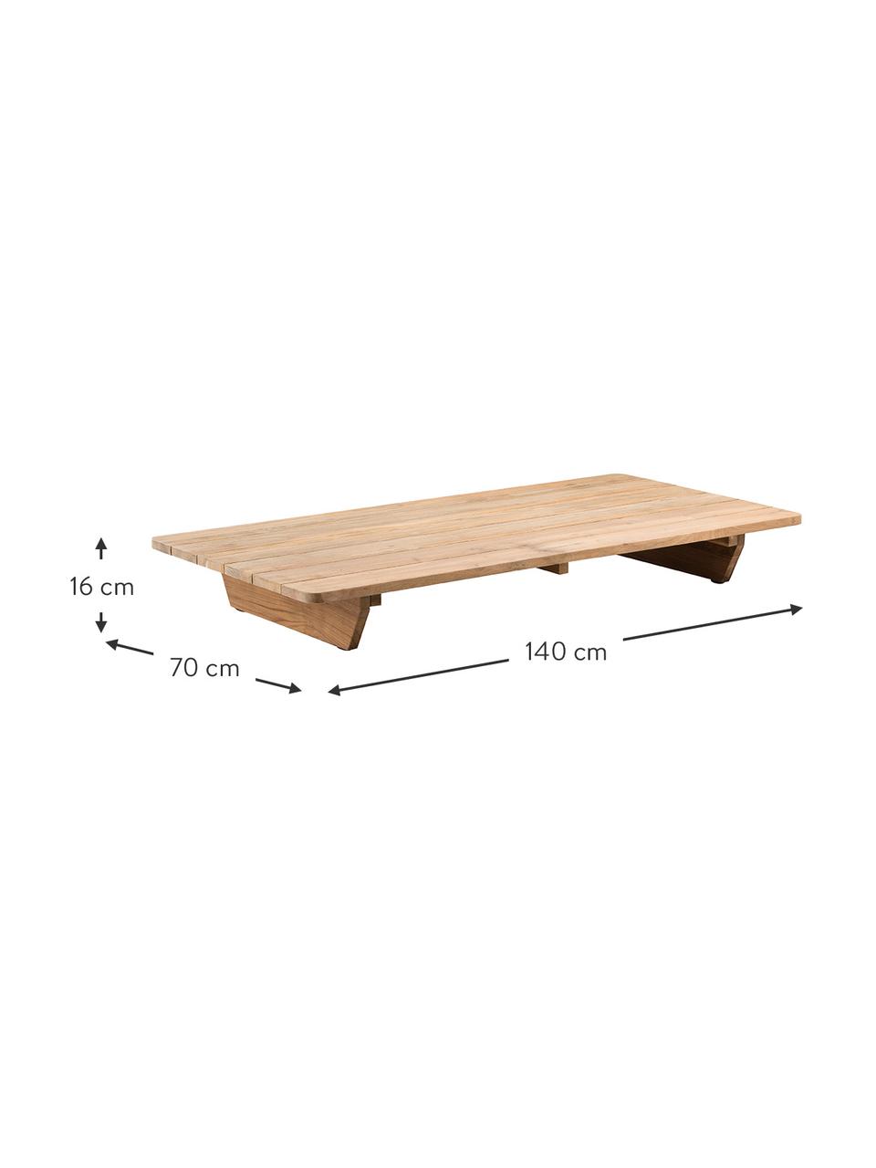 Stolik kawowy ogrodowy z drewna tekowego Newport, Drewno tekowe z recyklingu, Drewno tekowe, S 140 x W 16 cm