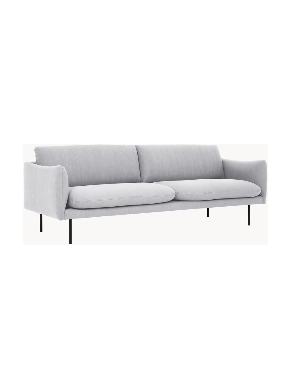 Sofa Moby (3-Sitzer), Bezug: Polyester Der hochwertige, Gestell: Massives Kiefernholz, Füße: Metall, pulverbeschichtet, Webstoff Hellgrau, B 220 x T 95 cm