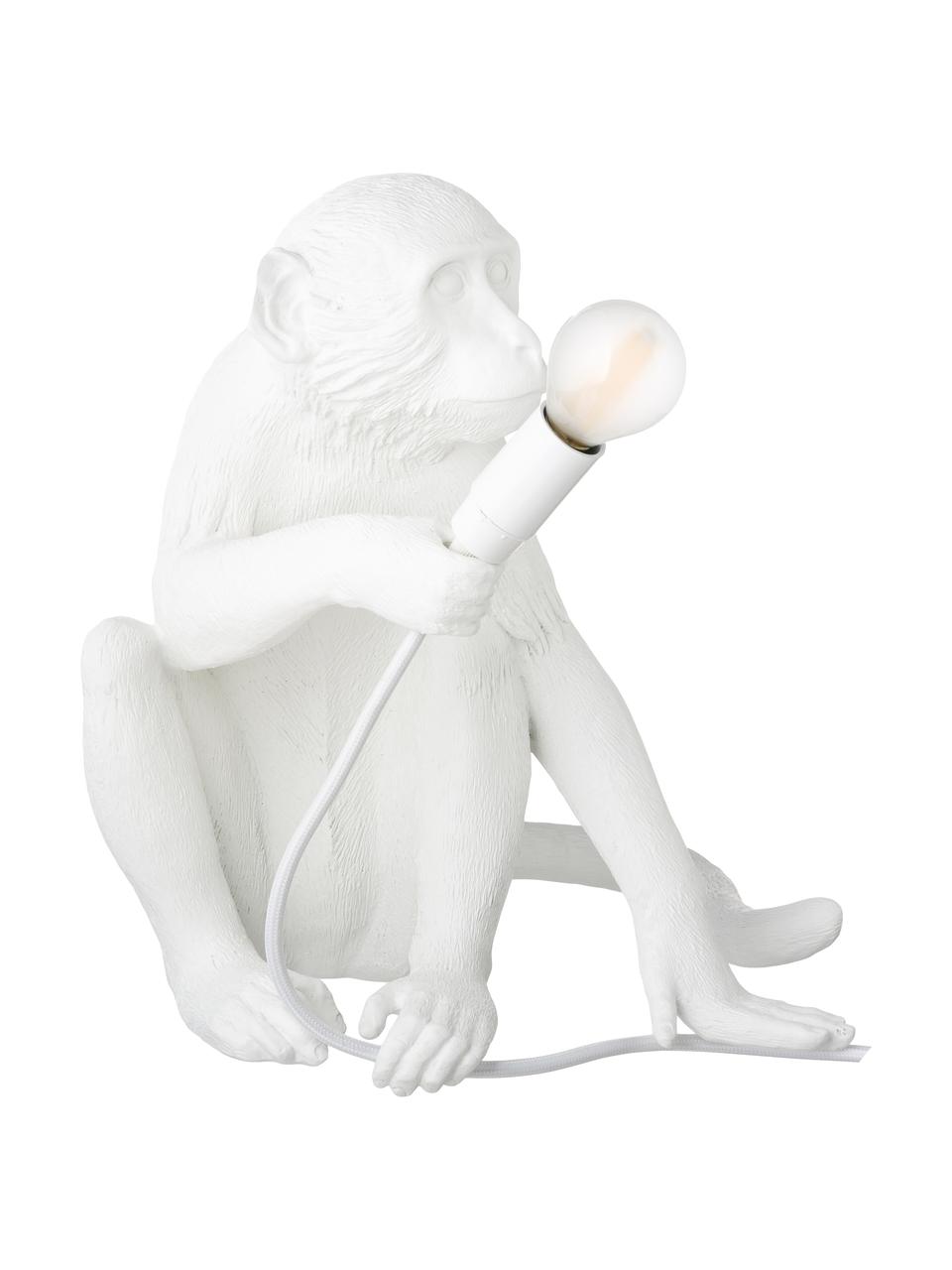 Lampada da tavolo di design Monkey, Lampada: resina sintetica, Bianco, Larg. 34 x Alt. 32 cm