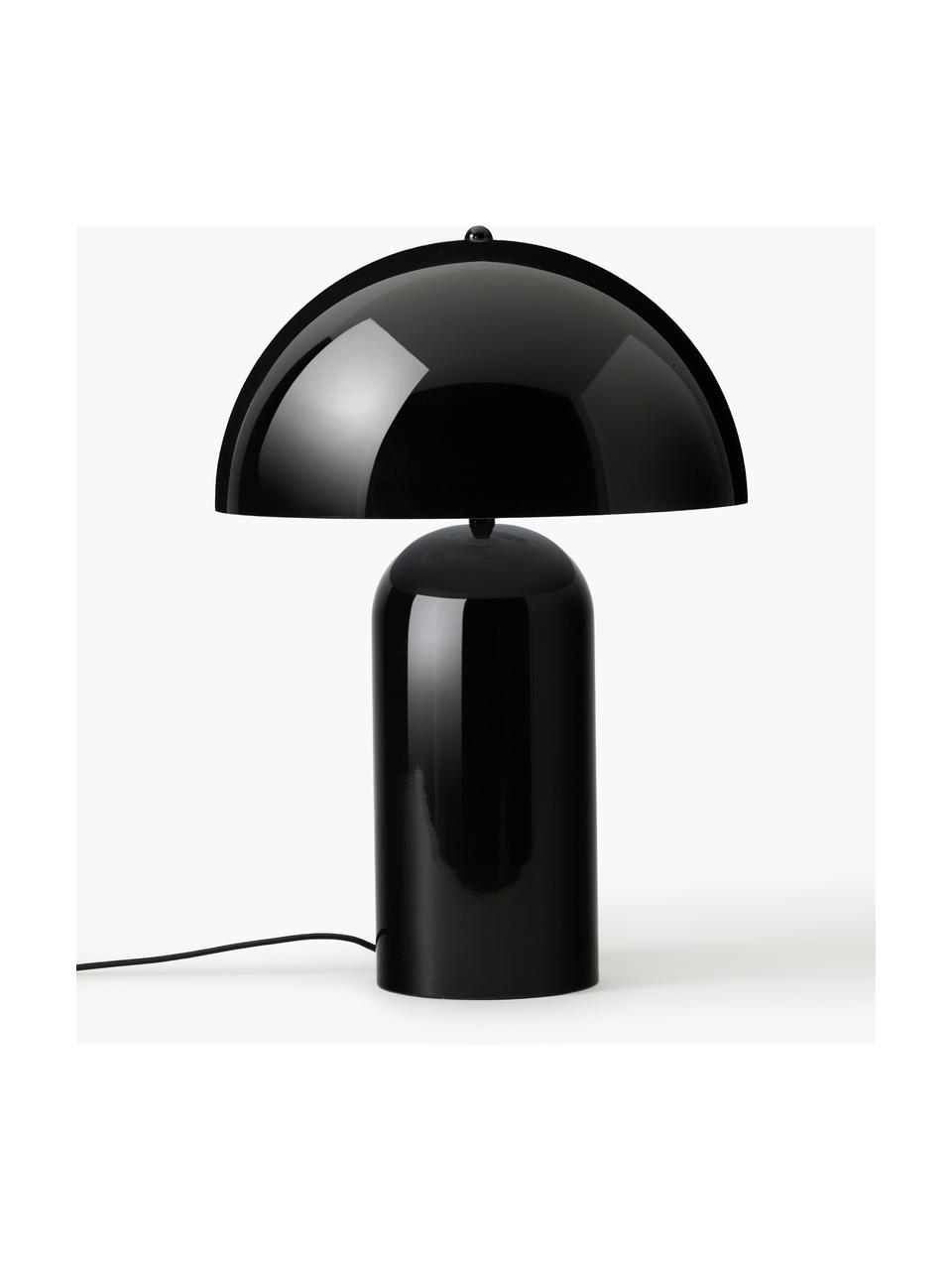 Lámpara de mesa grande retro Walter, Cable: cubierto en tela, Negro brillante, Ø 38 x Al 55 cm
