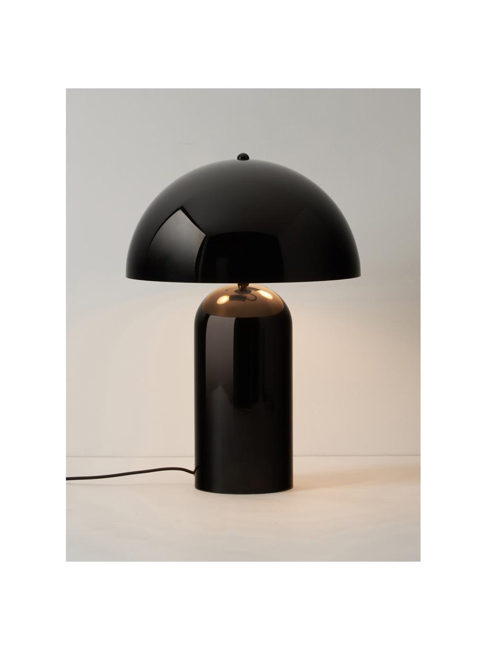 Velká retro stolní lampa Walter, Lesklá černá, Ø 38 cm, V 55 cm