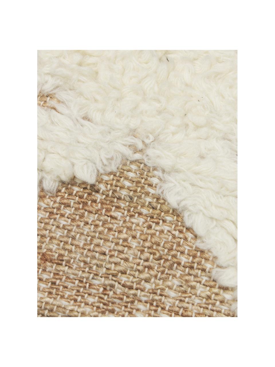 Alfombra artesanal de yute Malea, 57% yute, 35% lana, 7% algodón, Beige, blanco crema, An 80 x L 150 cm (Tamaño XS)