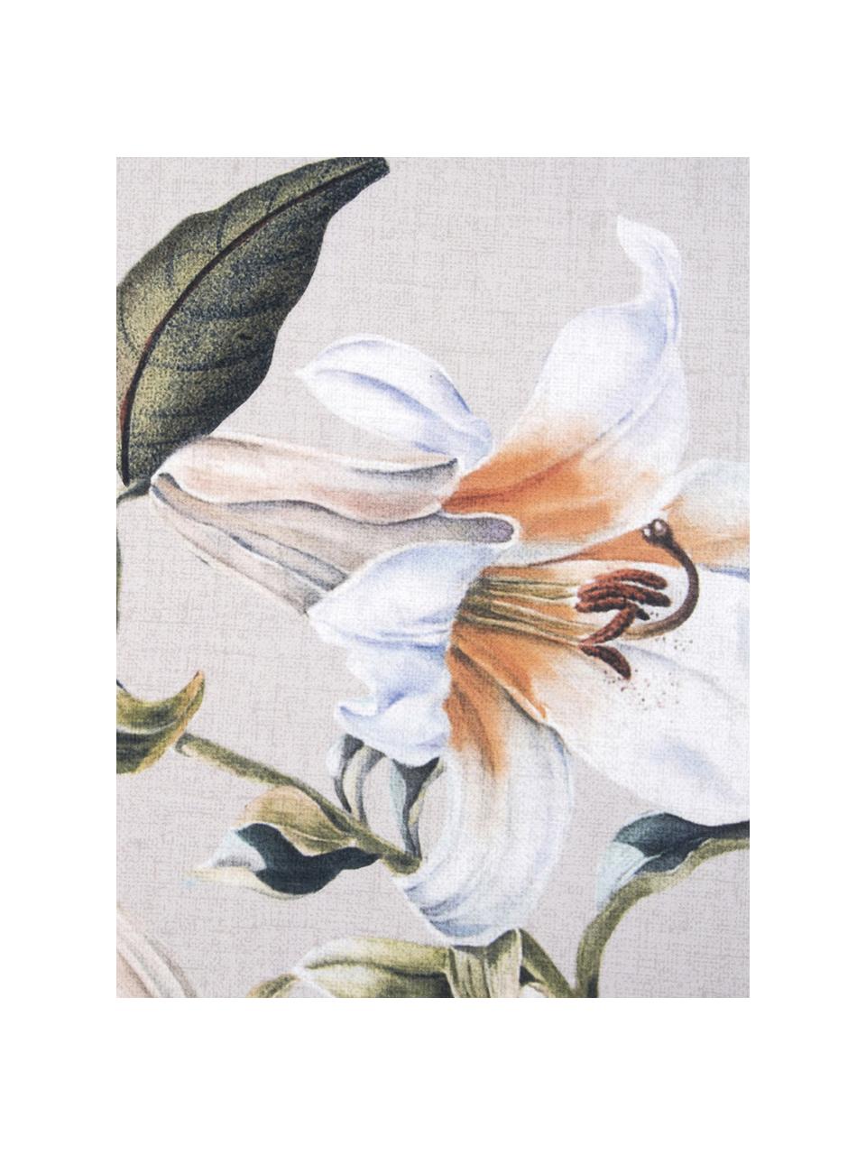 Baumwollsatin-Kopfkissenbezüge Flori mit Blumen-Print, 2 Stück, Webart: Satin Fadendichte 210 TC,, Hellgrau, Beige, B 40 x L 80 cm