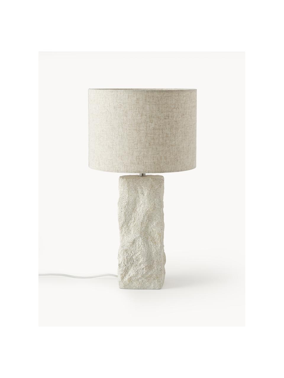 Lampada da tavolo grande con base di cemento Kiri, Paralume: lino, Beige chiaro, Ø 29 x Alt. 54 cm