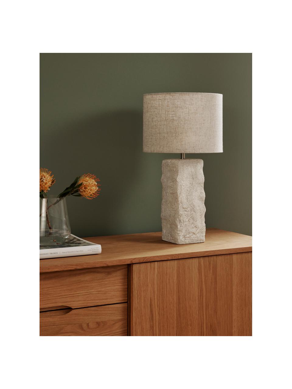 Grande lampe à poser avec pied en béton Kiri, Beige clair, Ø 29 x haut. 54 cm