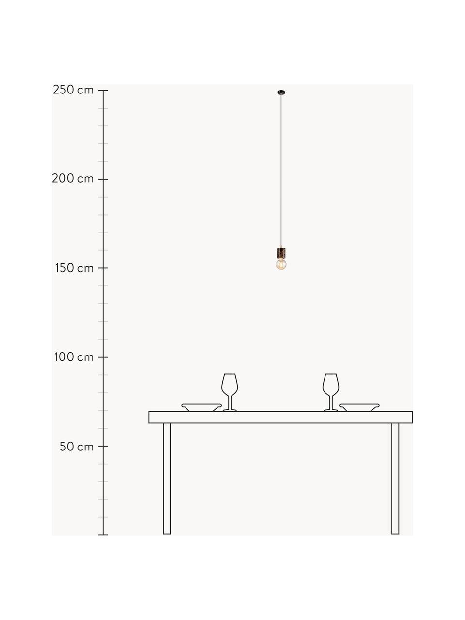 Lámpara de techo pequeña de mármol Siv, Pantalla: mármol, Anclaje: metal recubierto, Cable: cubierto en tela, Mármol marrón, Ø 6 x Al 10 cm