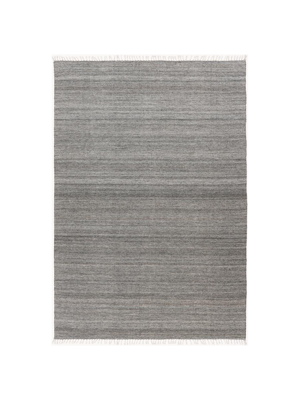 Tappeto da interno-esterno tessuto a mano con frange Nador, 100% polietilene, Grigio scuro, Larg. 80 x Lung. 150 cm (taglia XS)