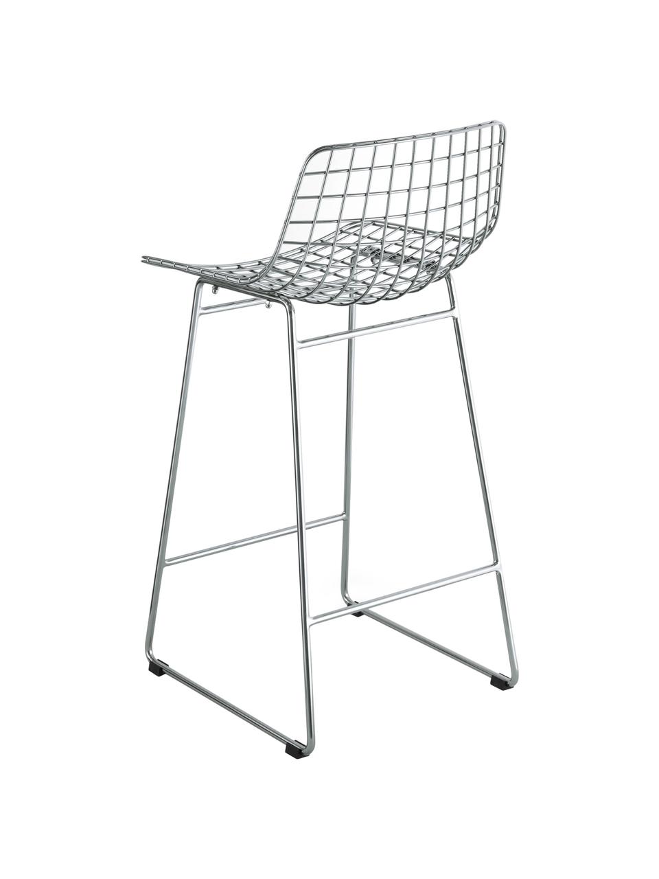 Kovová vysoká stolička Wire, Pochrómovaný kov, Chrómová, Š 56 x V 86 cm