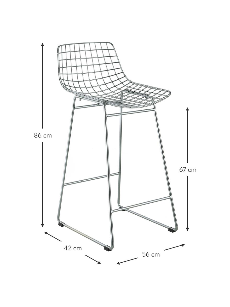 Kovová vysoká stolička Wire, Pochrómovaný kov, Chrómová, Š 56 x V 86 cm