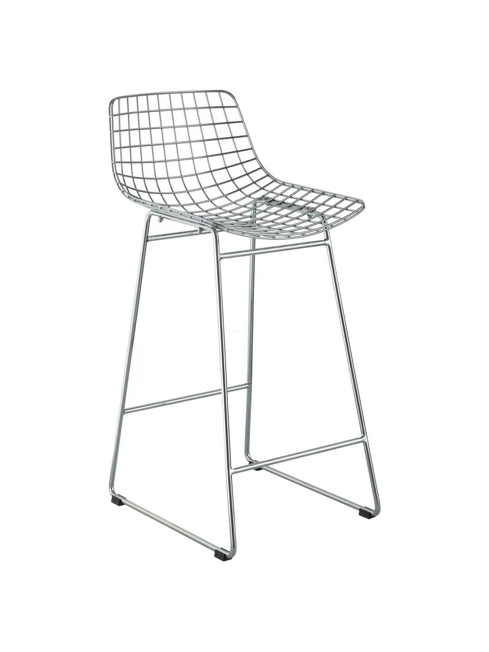 Chaise de comptoir en métal Wire, Métal, chromé, Couleur chrome, larg. 56 x haut. 86 cm