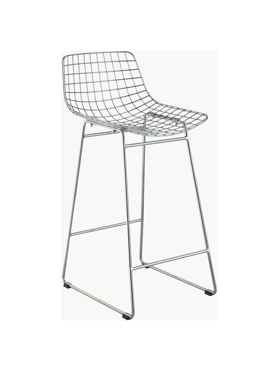 Kovová vysoká stolička Wire, Pochrómovaný kov, Odtiene striebornej, Š 56 x V 86 cm