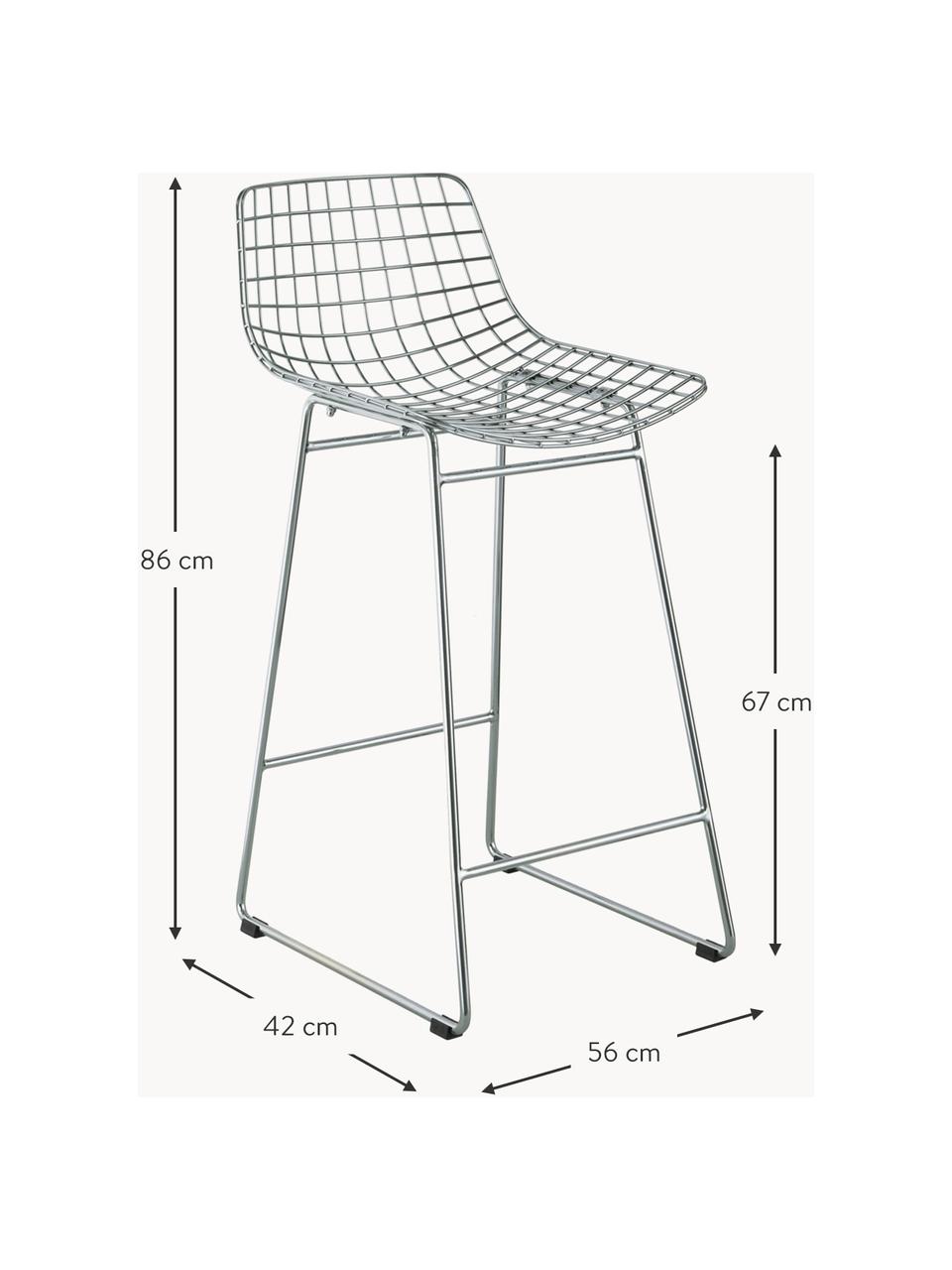 Chaise de comptoir en métal Wire, Métal, chromé, Argenté, larg. 56 x haut. 86 cm