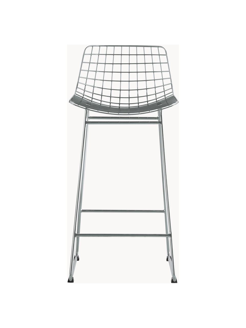 Kovová barová židle Wire, Chromovaný kov, Stříbrná, Š 56 cm, V 86 cm