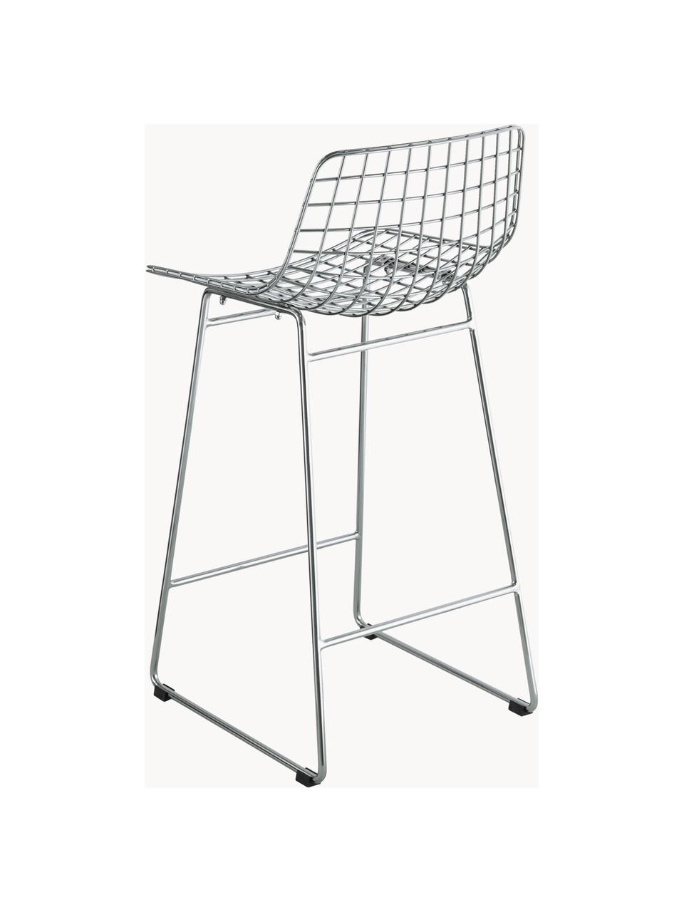 Taburete alto de metal Wire, Metal cromado, Cromo, An 56 x Al 86 cm