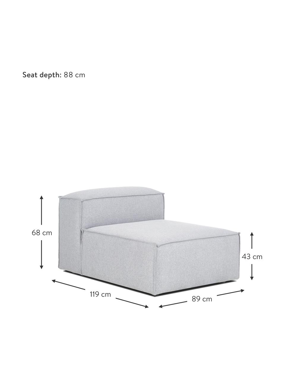 Módulo central sofá Lennon, Tapizado: 100% poliéster Alta resis, Estructura: madera de pino maciza, ma, Patas: plástico, Tejido gris claro, An 89 x F 119 cm