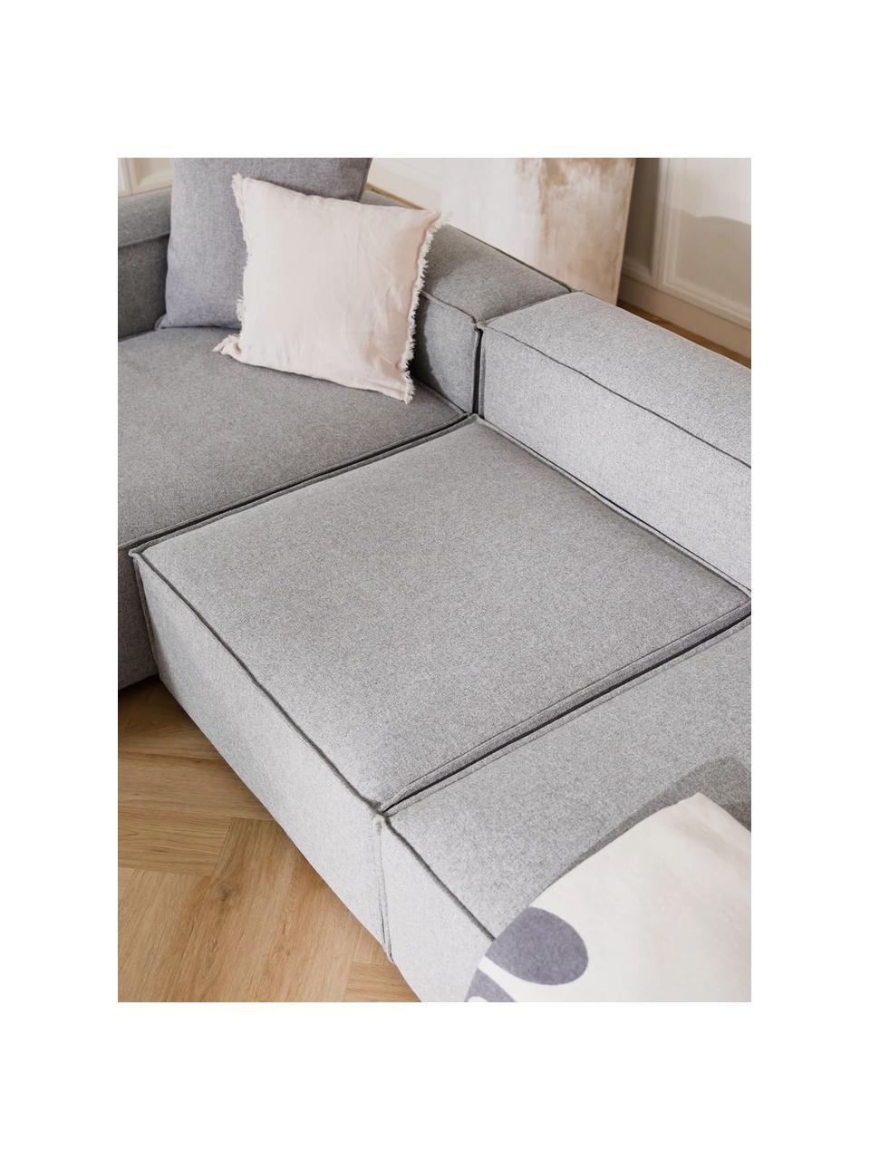 Chauffeuse pour canapé modulable gris clair Lennon, Tissu gris clair, larg. 89 x prof. 119 cm