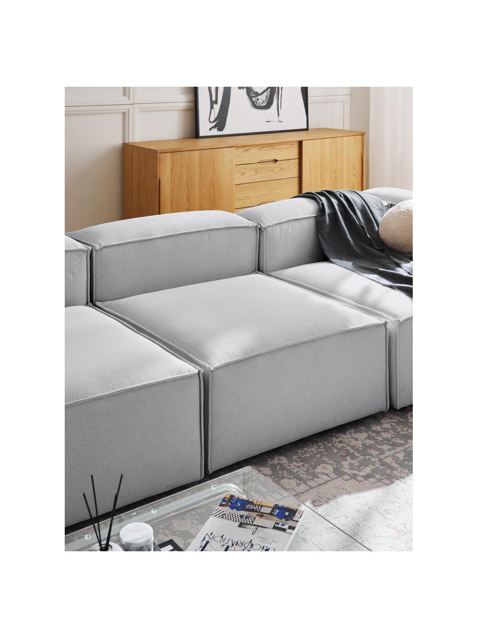 Moduł środkowy Lennon, Tapicerka: 100% poliester Dzięki tka, Stelaż: lite drewno sosnowe, cert, Nogi: tworzywo sztuczne, Jasnoszara tkanina, S 89 x G 119 cm