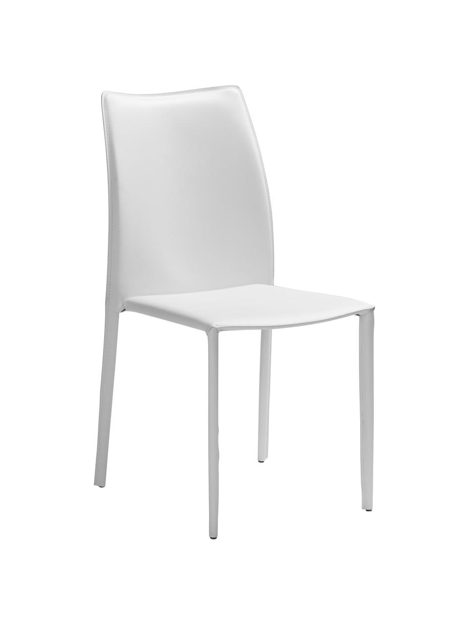 Kožená čalouněná židle Soléne, 2 ks, Bílá