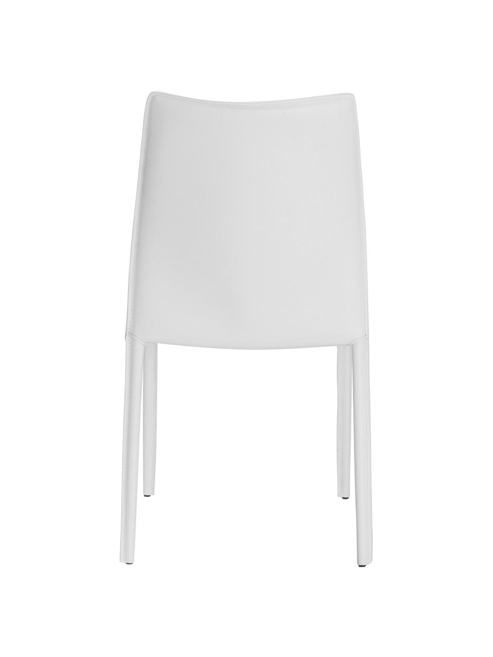 Krzesło tapicerowane ze skóry  Soléne, 2 szt., Stelaż: metal pokryty skórą z rec, Biały, S 48 x G 60 cm