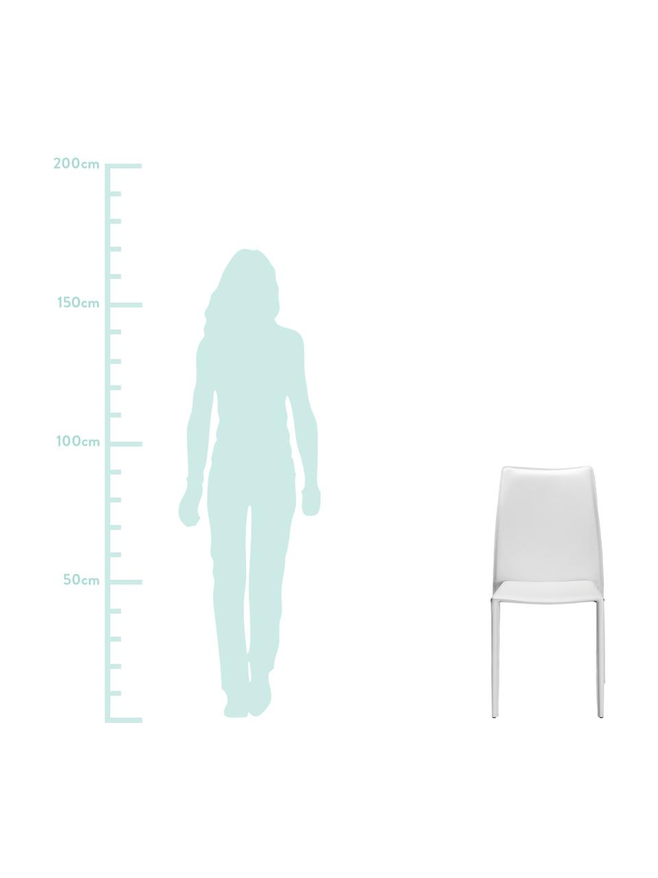 Leren stoelen Soléne, 2 stuks, Zitvlak: gerecycled leer, Frame: metaal bekleed met gerecy, Wit, B 48 x D 60 cm