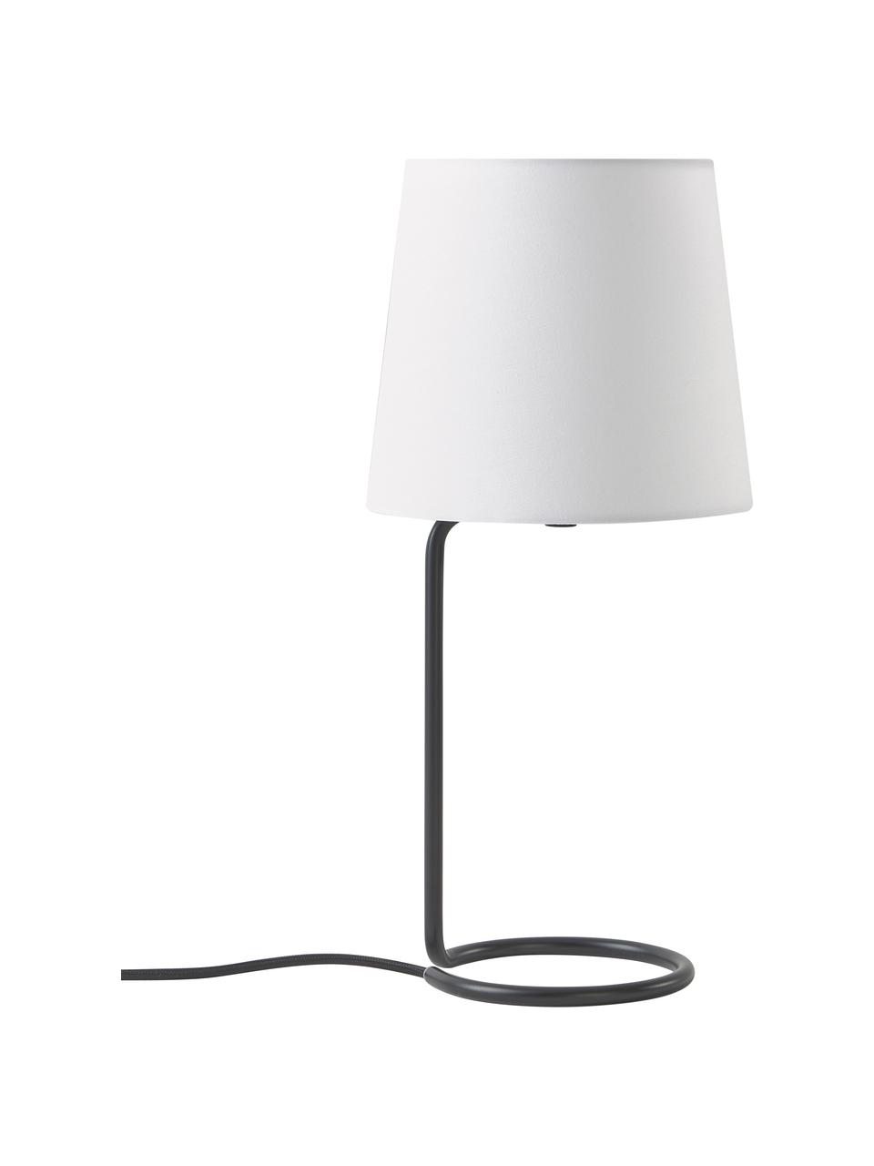 Tischlampe Cade in Schwarz, Lampenschirm: Textil, Lampenfuß: Metall, pulverbeschichtet, Weiß,Schwarz, Ø 19 cm x H 42 cm