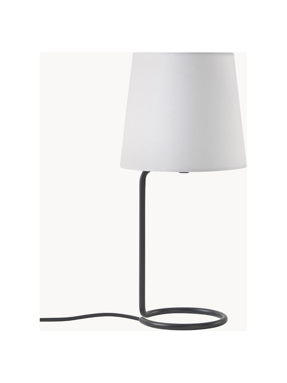 Tafellamp Cade, Lampenkap: textiel, Lampvoet: gepoedercoat metaal, Wit, zwart, Ø 19 x H 42 cm