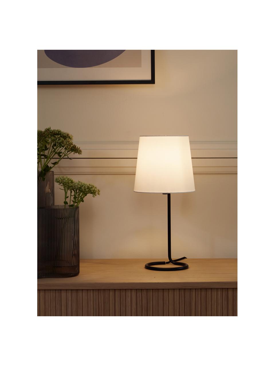 Lampada da tavolo Cade, Paralume: tessuto, Bianco, nero, Ø 19 x Alt. 42 cm