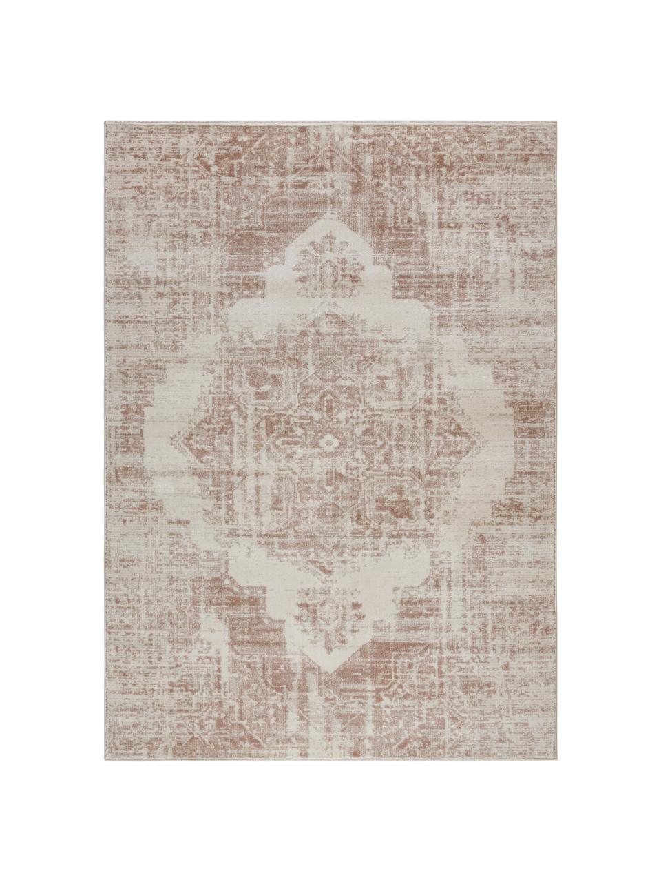 Tapis vintage Garonne, Brun cuivré, beige