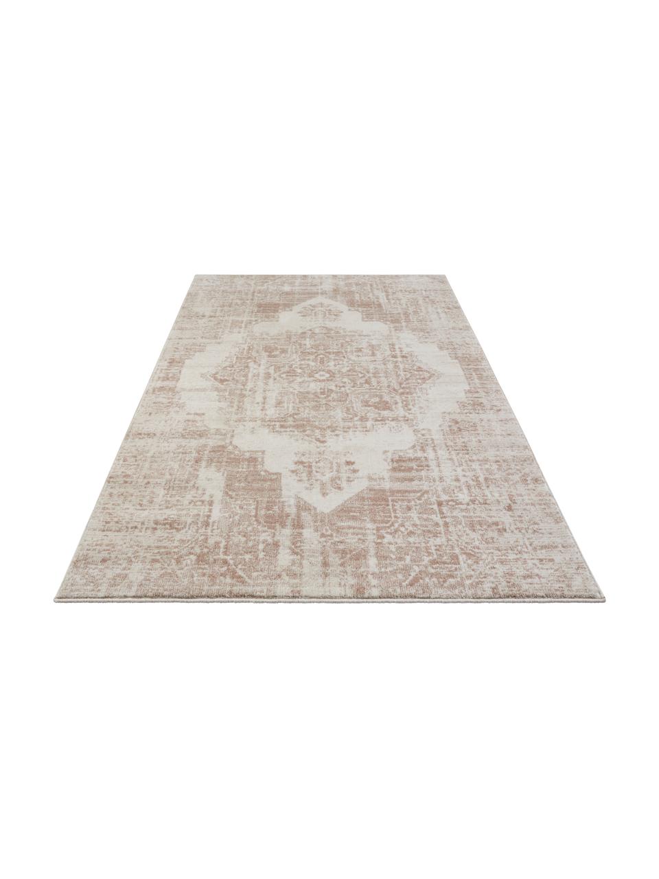 Tapis vintage Garonne, Brun cuivré, beige