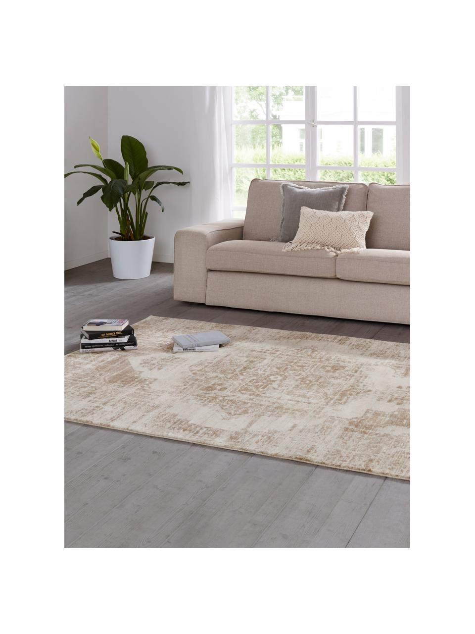 Tapis vintage Garonne, Brun cuivré, beige