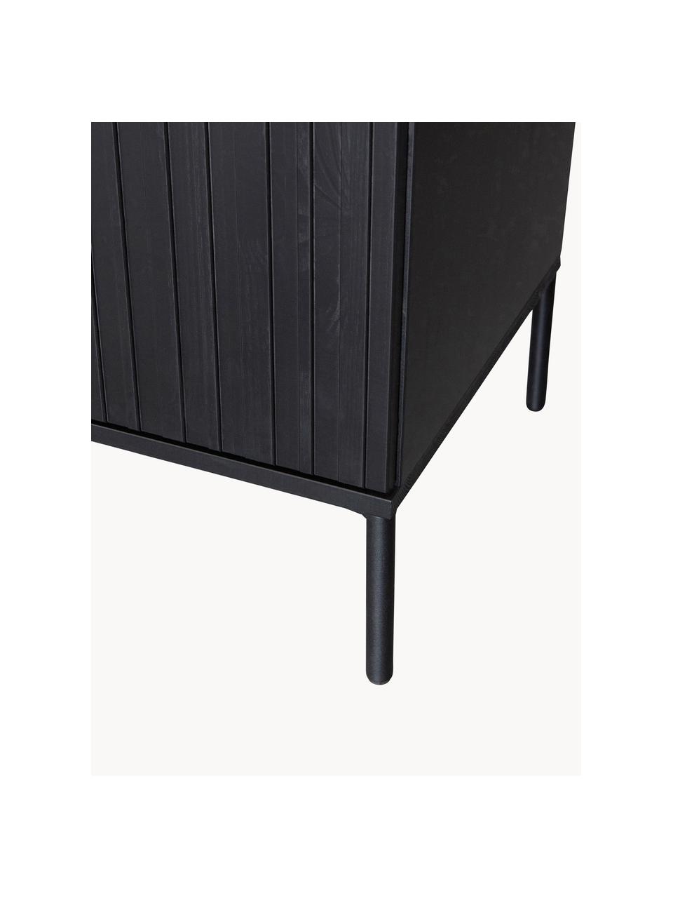 Sideboard Avourio aus Kiefernholz mit geriffelter Front, Korpus: Kiefernholz, Kiefernholz, schwarz lackiert, B 200 x H 85 cm