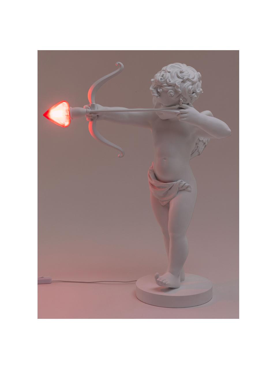 Große dimmbare Tischlampe Cupido, Kunststoff, Weiß, Rot, B 50 x H 63 cm