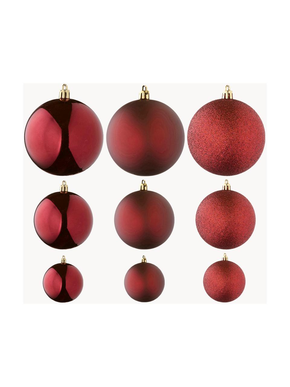 Set 46 palline di Natale infrangibili Natalie, Plastica, Rosso scuro, Set in varie misure