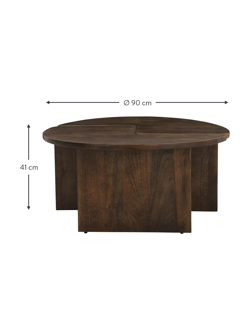 Mesa de centro redonda de madera de mango Match, 2 pzas., Madera de mango, Madera de mango oscura, Ø 90 cm
