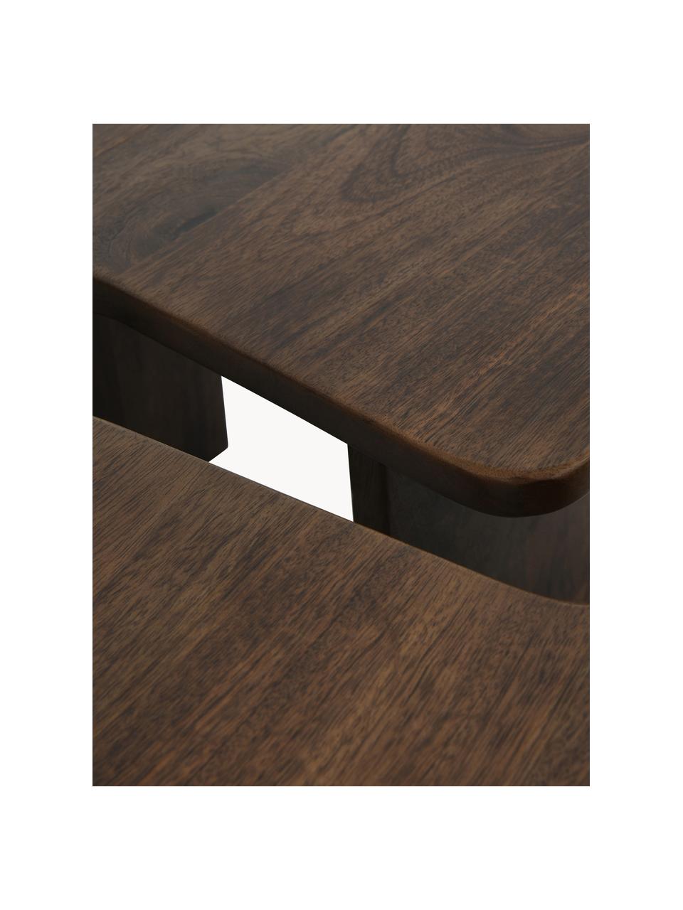 Set de mesa de centro redonda de madera de mango Match, 2 pzas., Madera de mango, Madera de mango oscura, Ø 90 cm