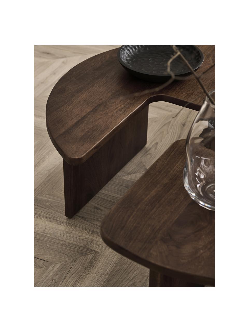 Set de mesa de centro redonda de madera de mango Match, 2 pzas., Madera de mango, Madera de mango oscura, Ø 90 cm