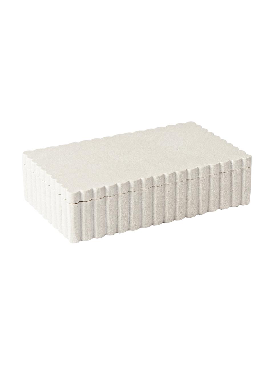 Úložná škatuľa s drážkovým okrajom RIta, Pieskovec, Biela s pieskovým povrchom, Š 20 x V 5 cm