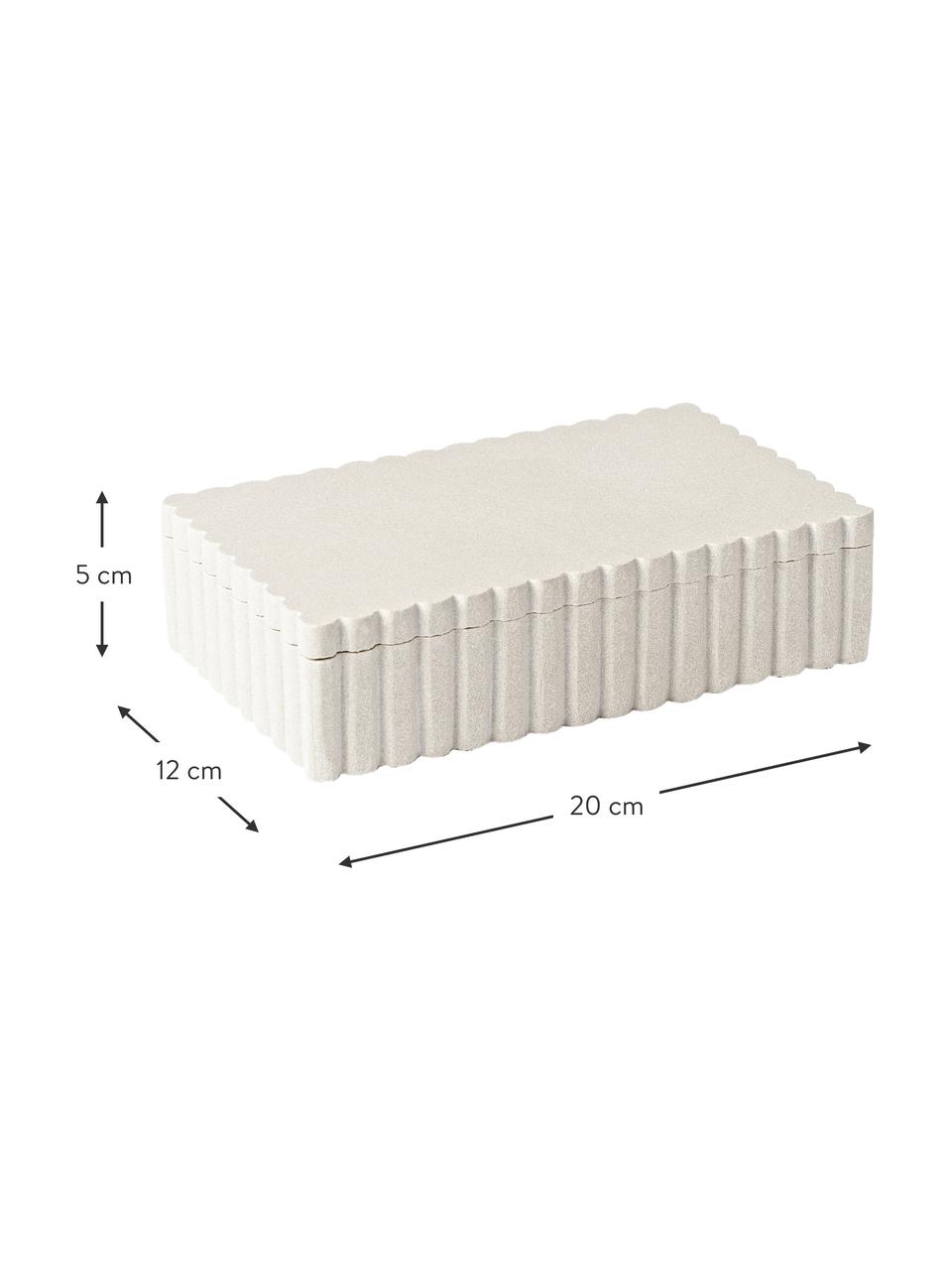 Opbergdoos Rita met geribbelde rand, Zandsteen, Wit met zandafwerking, B 20 x H 5 cm