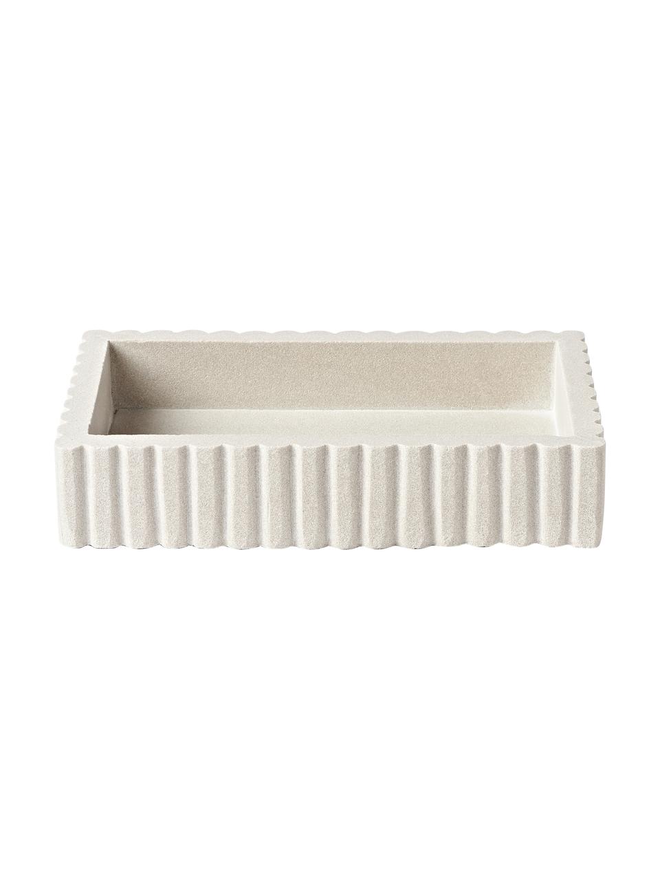 Úložná škatuľa s drážkovým okrajom RIta, Pieskovec, Biela s pieskovým povrchom, Š 20 x V 5 cm