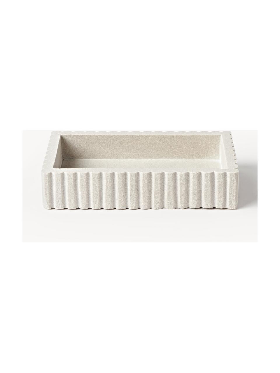 Boîte de rangement avec bord côtelé Rita, Grès, Blanc cassé, larg. 20 x haut. 12 cm