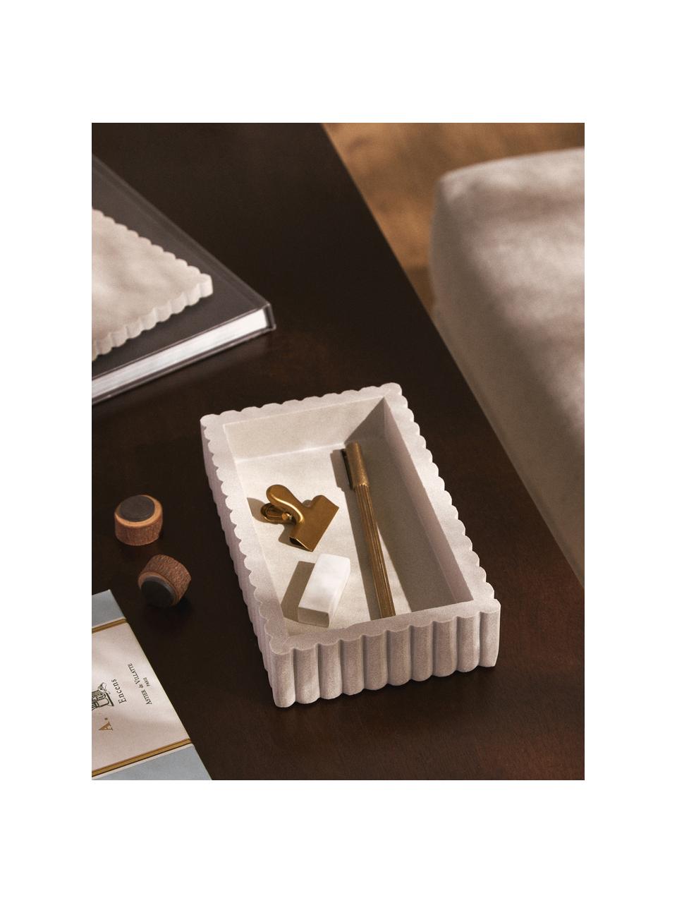Skladovací box s žebrovaným okrajem Rita, Pískovec, Tlumeně bílá, Š 20 cm, H 12 cm